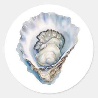 Sticker Rond Watercolor Oyster Shell