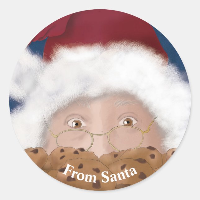 Sticker Rond Watercolor Santa Christmas (Devant)