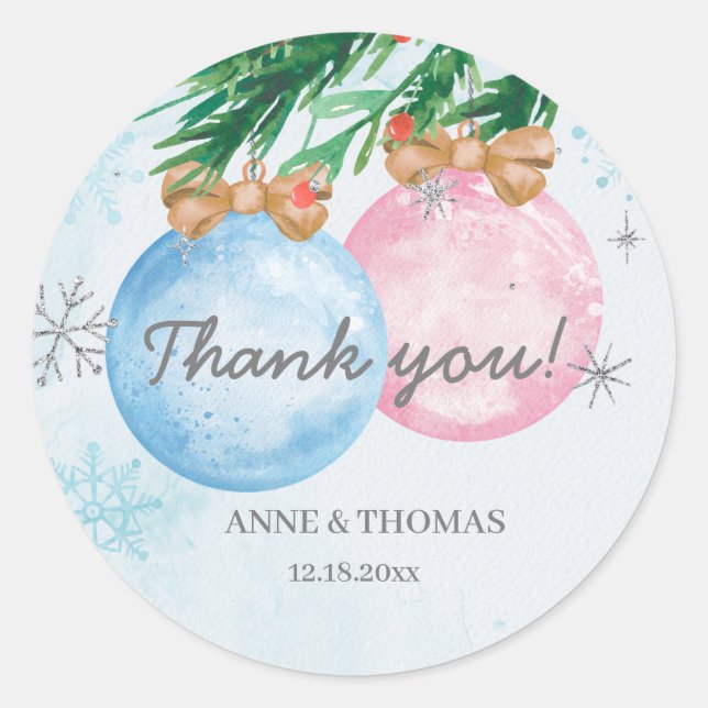 Sticker Rond Watercolor Winter Gender Revevela Party (Devant)