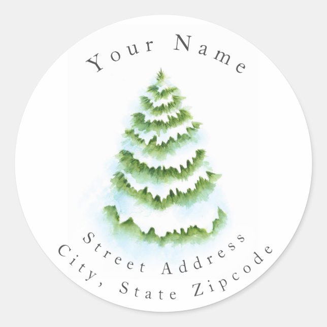 Sticker Rond Watercolor Winter Tree labels (Devant)