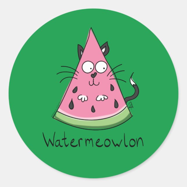 Sticker Rond Watermelon Chat Cute Kids (Devant)