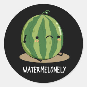 Sticker Rond Watermelonny Funny Watermelon Fruit Pun Dark BG