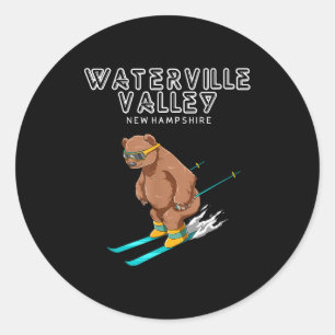 Sticker Rond Waterville Valley New Hampshire - Drôle de Grizzl 