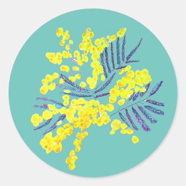 Sticker Rond Wattle Mimosa fleurie jaune Australie (Devant)