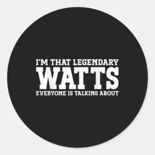 Sticker Rond Watts Nom de famille Funny Team Nom de famille Wat