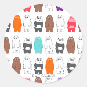 Sticker Rond We Bare Bears Colorful Bear Pattern