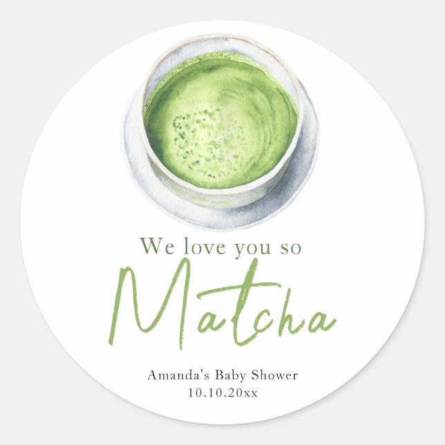 Sticker Rond We love you so Matcha Baby Shower (Devant)
