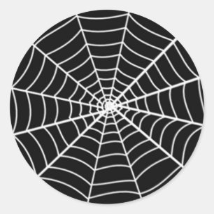 Sticker Rond Web Black and White Spider