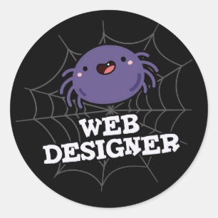 Sticker Rond Web Designer Funny Spider Pun Dark BG