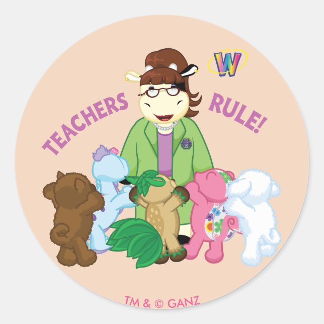 Sticker Rond Webkinz : Les enseignants gouvernent ! (Devant)