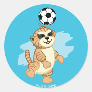Sticker Rond Webkinz Meerkat jouant au football