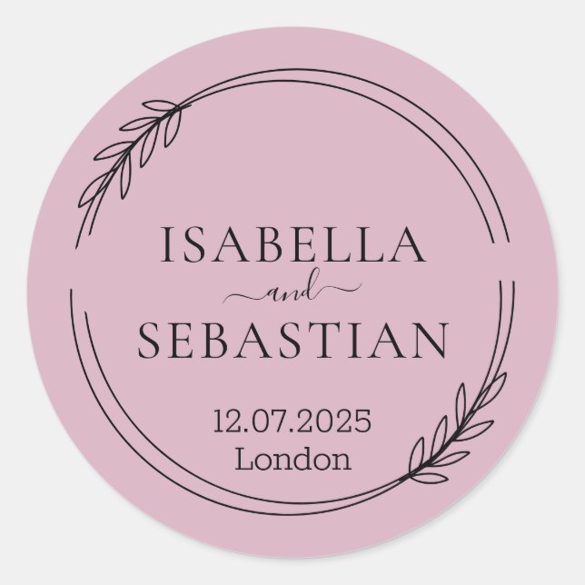 Sticker Rond Wedding Blush Pink Color (Devant)