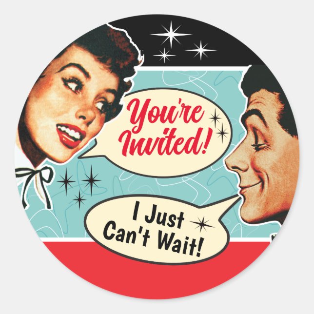 Sticker Rond Wedding shower de couples vraiment rétro (Devant)