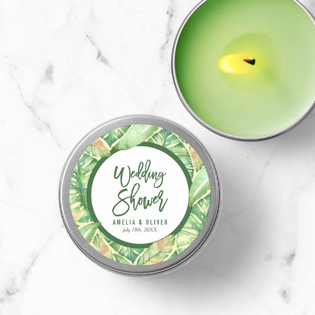 Sticker Rond Wedding shower tropical Feuille vert (Créateur téléchargé)
