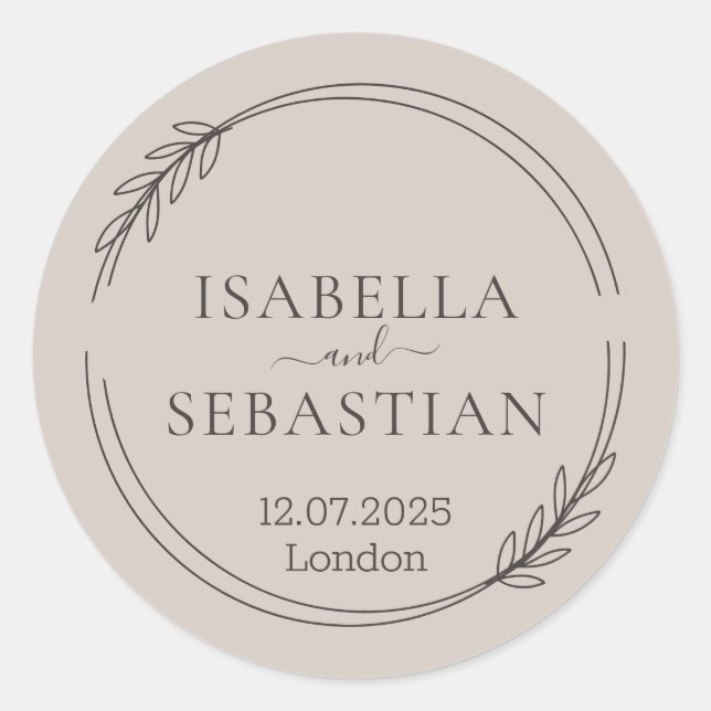 Sticker Rond Wedding Soft Beige Color (Devant)