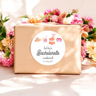 Sticker Rond Week-end de bikini de plage de célibataire 