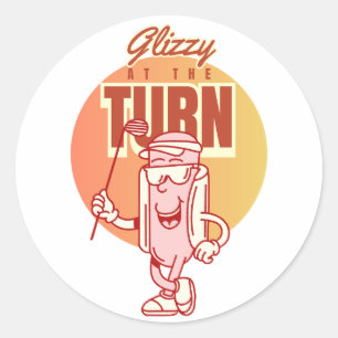 Sticker Rond Week-end d'hommes frénétique Retro Glizzy Au Virag