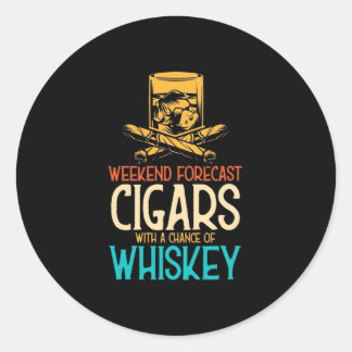 Sticker Rond Weekend Cigars With A Chance Of Whiskey