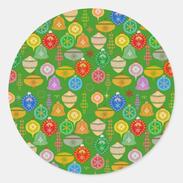 Sticker Rond Weihnachtsschmuck-Muster (Devant)