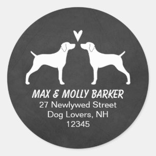 Sticker Rond Weimaraner Silhouettes Love Adresse de retour