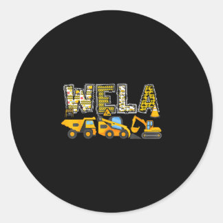 Sticker Rond Wela excavatrice de construction enfants famille a