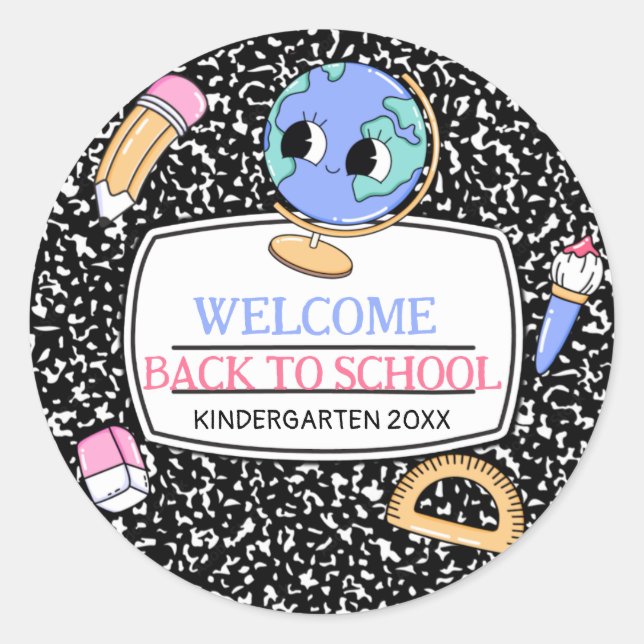 Sticker Rond Welcome Back to school composition Notebook (Devant)