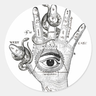Sticker Rond Wellcoda Illuminati Compass serpent main