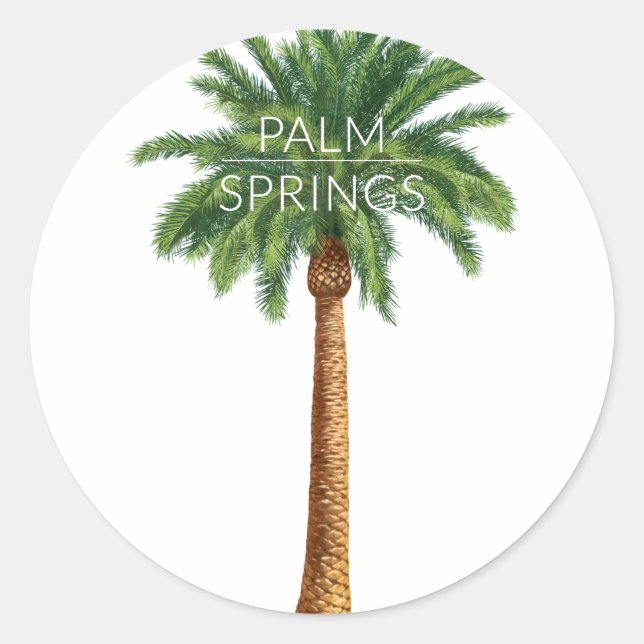 Sticker Rond Wellcoda Palm Springs Vacances Été Amusement (Devant)