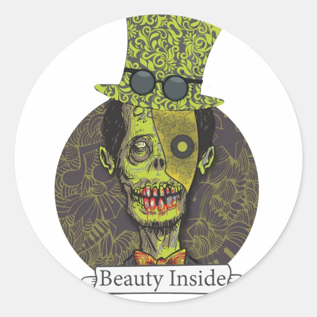 Sticker Rond Wellcoda Zombie Dead Monster Effrayant Déplaisant (Devant)