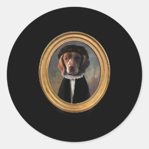 Sticker Rond Welsh Springer Spaniel Renaissance Peinture Chien