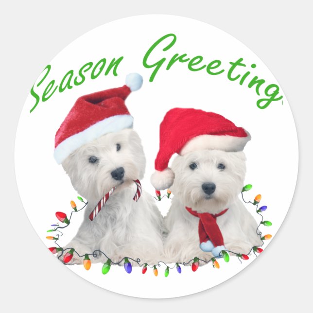 Sticker Rond West Highland Terrier Noël Pals (Devant)