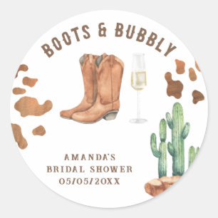 Sticker Rond Western Boots & Bubbly Enterrement de vie de jeune