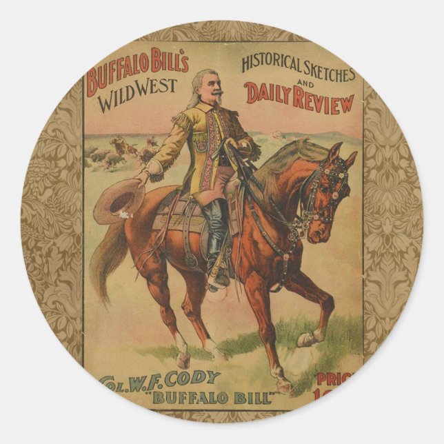 Sticker Rond Western Buffalo Bill Wild West (Devant)