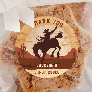 Sticker Rond Western Cowboy fête d'anniversaire