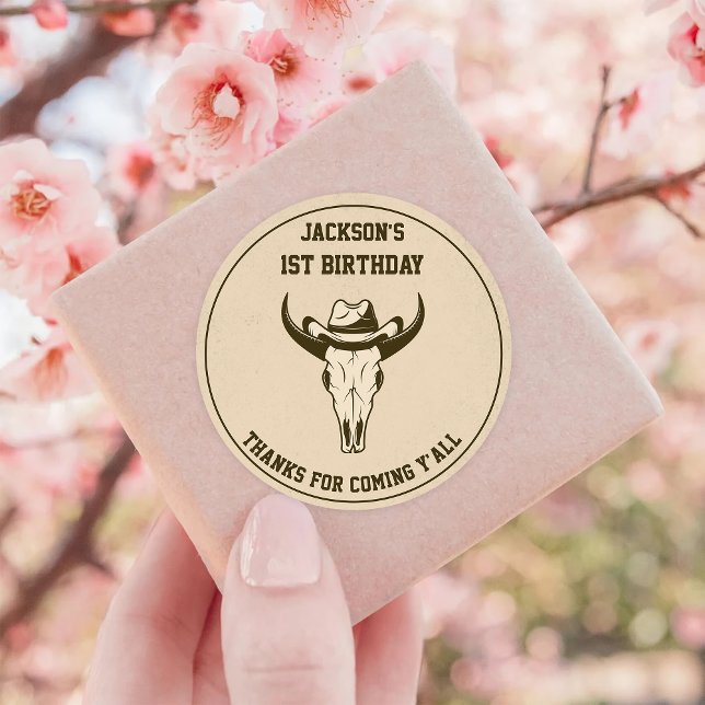 Sticker Rond Western Cowboy fête d'anniversaire (Créateur téléchargé)