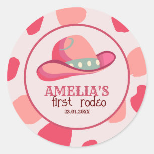Sticker Rond Western First Rodeo Wild West Cowgirl 1er annivers