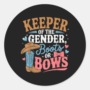 Sticker Rond Western Gender Reveal Keeper Du Genre Bébé Et
