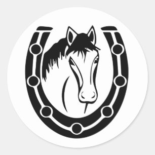 Sticker Rond Western Horseshoe Horse Country Rustic Mariage