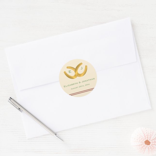 Sticker Rond Western Horseshoe Mariage (Enveloppe)