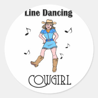 Sticker Rond Western "Line Dancing Cowgirl"
