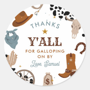 Sticker Rond Western Premier Rodeo Boy Premier Anniversaire Mer