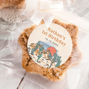 Sticker Rond Western Vintage Desert Rodeo 1er anniversaire