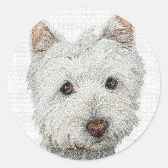 Sticker Rond Westie avec effet texture (Devant)