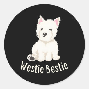 Sticker Rond Westie Bestie West Highland White Terrier