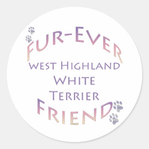 Sticker Rond Westie Furever Friend
