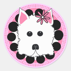 Sticker Rond Westie Girl