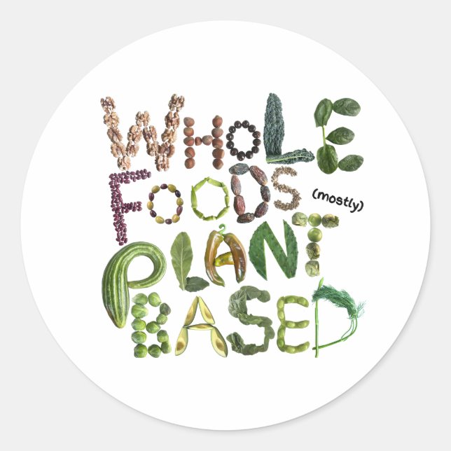 Sticker Rond WFPB à base de Plante alimentaire entier (Devant)