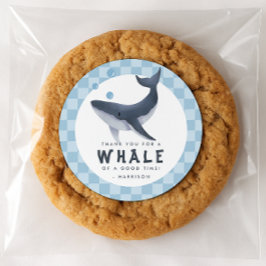 Sticker Rond Whale Under The Sea Ocean Thank You Favor