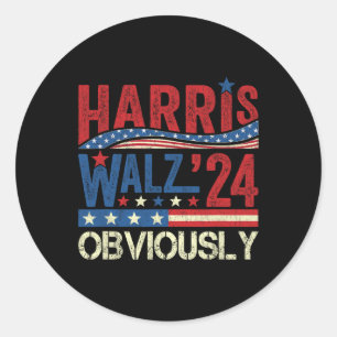 Sticker Rond Wheimer Évidemment ! Harris Waltz 2024 Election 1