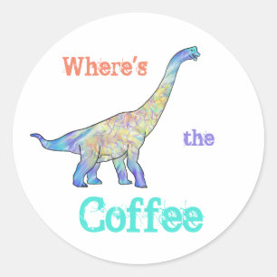 Sticker Rond Wheres l'art drôle de dinosaure de Brachiosaurus